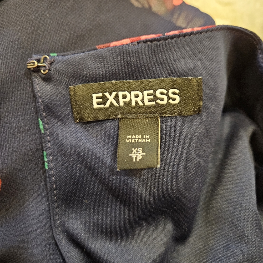 Express Navy Floral Dress with Long Sleeves - Picture 8 of 10